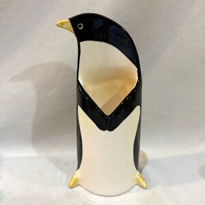 Fitz & Floyd Penguin Ceramic Pen Holder Bud Vase 6" VTG Made in Japan